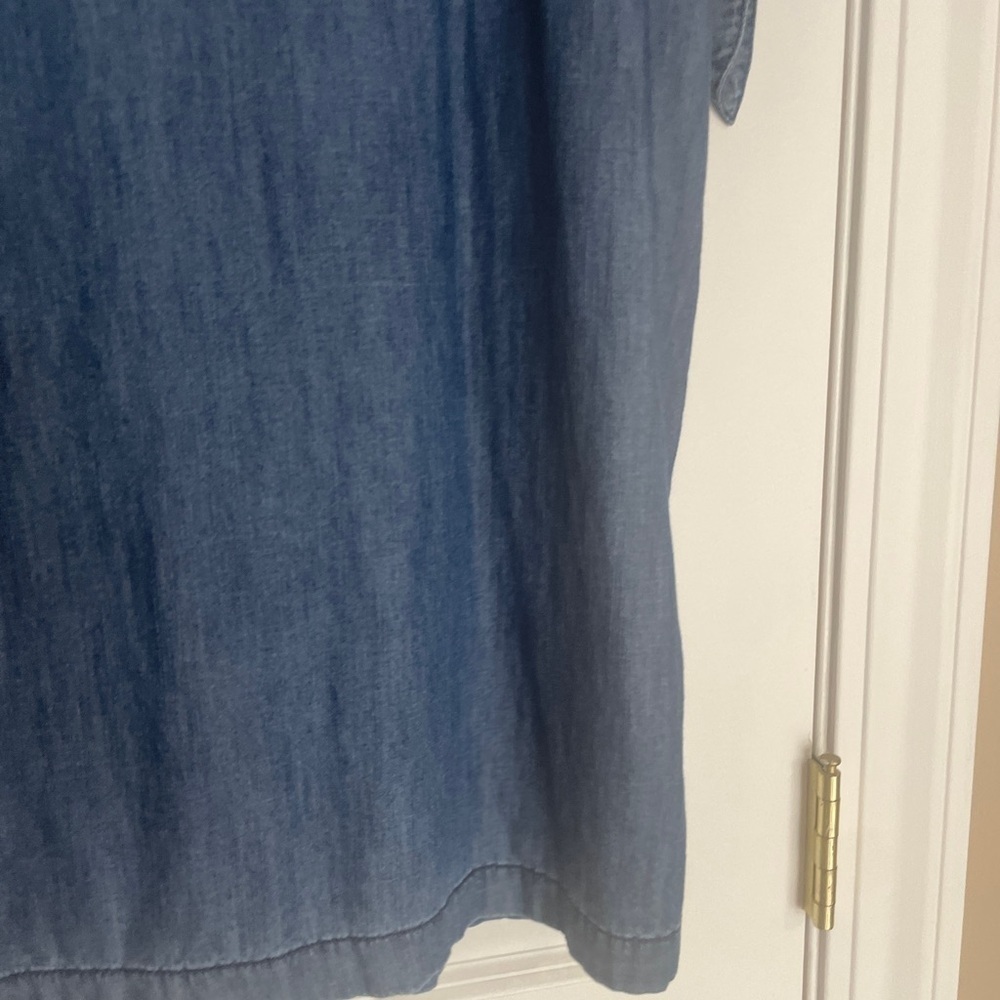 Talbots Chambray V Neck Split Neck Shift Dress Si… - image 7